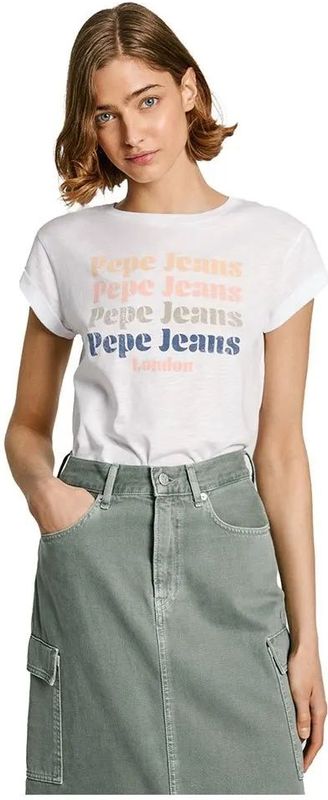 Pepe Jeans - PL505894 - T-shirt - Wit - Korte Mouwen - Biologisch Katoen - Duurzaam