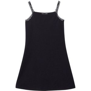 Calvin Klein Jeans Logo Tape Strap Punto Long Sleeve Short Dress Zwart 10 Years Meisje