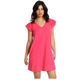 Lois - Korte Jurk - Roze - V-hals - Casual - Katoen - Korte Mouwen