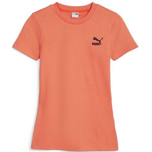 Puma Select Classics Ribbed Slim Fit Short Sleeve T-shirt Oranje XS Vrouw