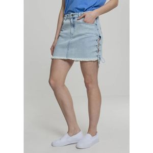 Urban Classics - Denim Rok - Blauw - Verbleekt - Veters aan de Zijkanten