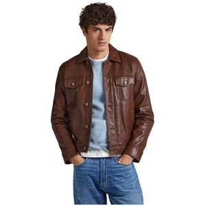 Pepe Jeans Brooks Leather Jacket Bruin L Man