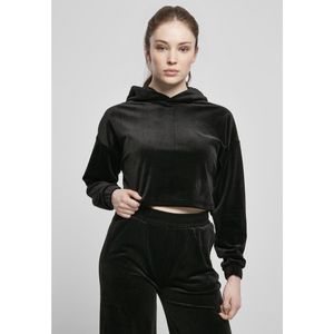 Urban Classics Cropped Velvet Oversized Sweatshirt Zwart S Vrouw