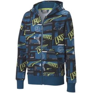 Puma Alpha All Over Print Full Zip Sweatshirt Blauw 7-8 Years Jongen