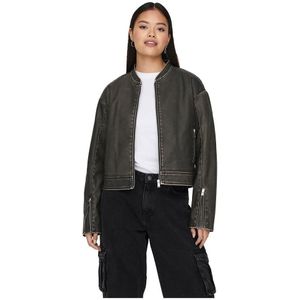 Only Mindy Leather Jacket Zwart L Vrouw