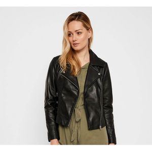Pieces Susse Leather Jacket Zwart XS Vrouw