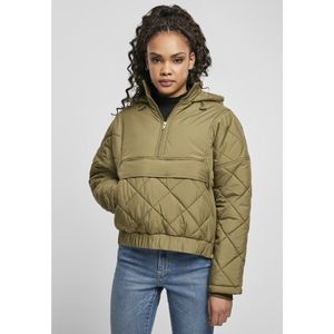 Urban Classics Oversized Diamond Quilted Pull Over Big Jacket Groen 3XL Vrouw