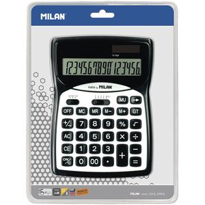 Milan Blister Pack Black 16 Digit Calculator Zilver