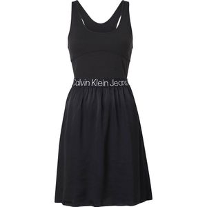 Calvin Klein Jeans Racerback Logo Sleeveless Dress Zwart M Vrouw