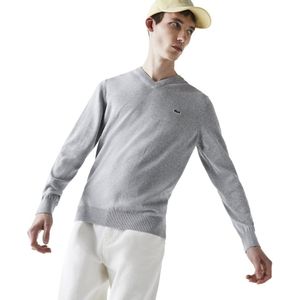 Lacoste V-neck Organic Cotton Sweater Grijs S Man