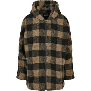 Urban Classics Hooded Oversized Check Sherpa Big Jacket Beige 3XL Vrouw