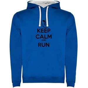 Kruskis Keep Calm And Run Two-colour Hoodie Blauw XL Man