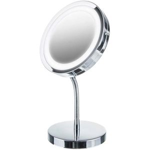 Adler AD 2159 - Make up spiegel - Spiegel met verlichting - 3x vergroting - 15 centimeter - Zilver
