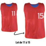 Sporti France - N° 11 tot 15 - Trainingsvest - Rood/Blauw - 100% Polyester - Omkeerbaar