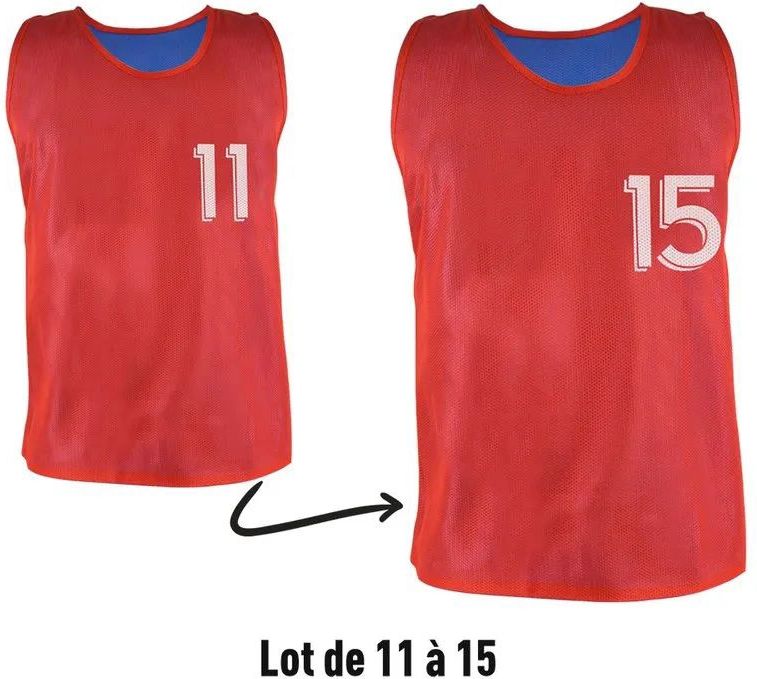 Sporti France - N° 11 tot 15 - Trainingsvest - Rood/Blauw - 100% Polyester - Omkeerbaar