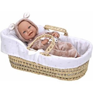 MuÑecas Arias Elegance Zoe Met Rieten Mand Lichaam Vinyl Sex Meisje Babypop 42 Cm