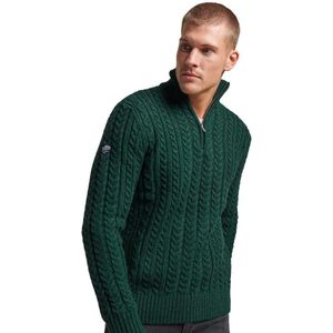 Superdry Vintage Jacob Henley Half Zip Sweater Groen L Man