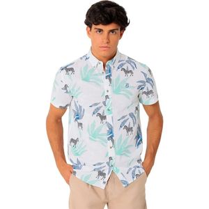 Bendorff - 840485340 - Bedrukt Overhemd - Wit - Korte Mouwen