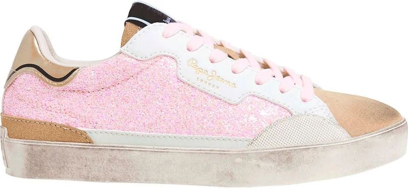 Pepe Jeansvoor vrouwen/meisjes. PGS30619 Lane Pailletten G leren schoenen roze (33), Plat, Veters, Casual, kinderkleding