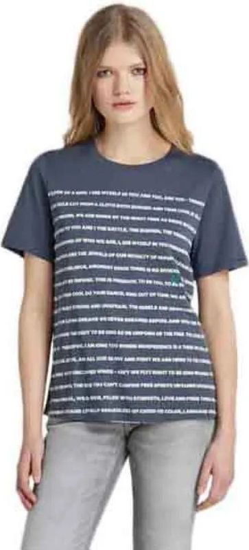 G-star - Stripe Text - T-shirt - Korte Mouwen - Biologisch Katoen