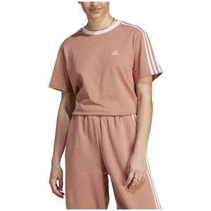 Adidas Essentials 3 Stripes Short Sleeve T-shirt Beige XS Vrouw