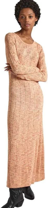 Pepe Jeans - PL953465 Gianna - Midi-jurk - Beige - Casual - Lange Mouwen - Duurzaam Katoen