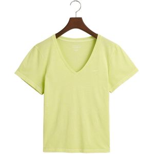 Gant Reg Sunfaded Short Sleeve V Neck T-shirt Geel XL Vrouw