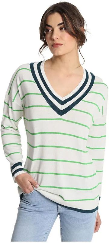 Victorio & Lucchino - 350008027 - Groen Gestreepte Trui - Lange Mouwen - Casual