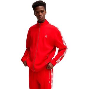 HUGO - Sweatshirt - Katoenblend-Terry - Geruite Bies - Relaxed Fit