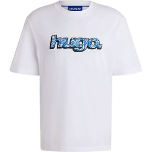 Hugo - T-shirt - Wit - Katoen - Ronde Halslijn