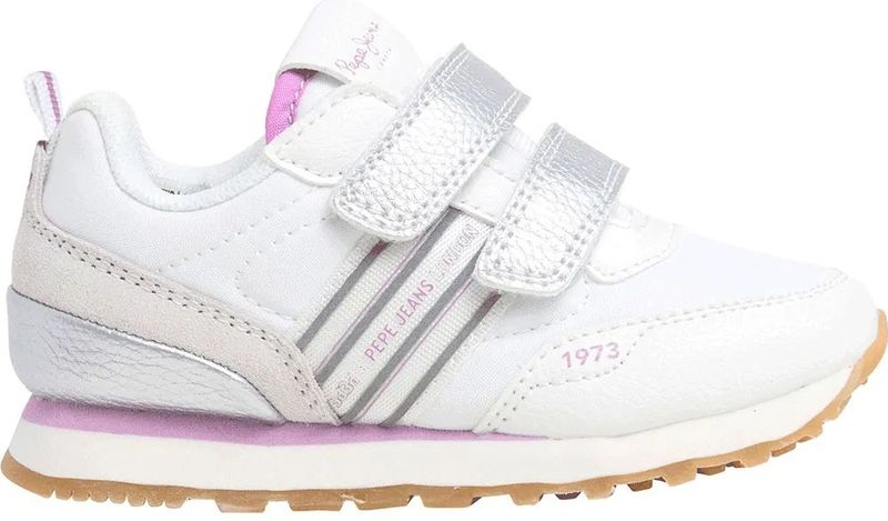 Pepe Jeansvoor meisjes. PGS40013 Dublin Gala GK leren schoenen wit (24), Plat, Klittenband, Casual, kinderkleding