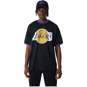 New Era 60357111 Nba Team Logo Mesh Los Angeles Lakers Short Sleeve T-shirt Zwart XS Man