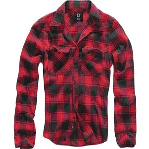 Brandit Check Long Sleeve Shirt Rood,Zwart S Man