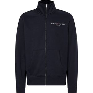 Tommy Hilfiger Logo Stand Collar Full Zip Sweatshirt Zwart XL Man