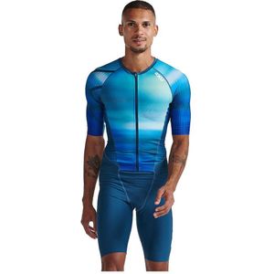 2xu Aero Sleeved Short Sleeve Trisuit Blauw S Man