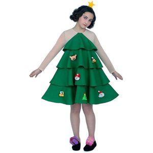 Viving Costumes Christmas Tree Of Luxe Girl Custom Groen 10-12 Years
