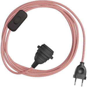 Creative Cables Snakebis Zig-zag E14-lampenkap-bedrading Set Met Lamphouder. Zigzag-stofkabel En 2-polige Stekker 3 M