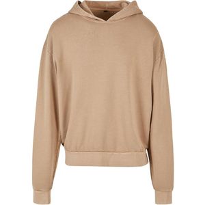 Build Your Brand Acid Washed Oversized Hoodie Beige M Man