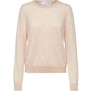 Selected Magda Wool O-neck Sweater Beige M Vrouw