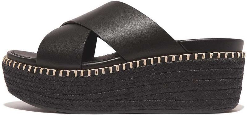 Fitflop Eloise Espadrille Leather Wedge Cross Slippers