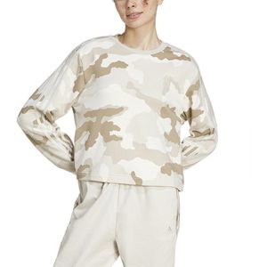 Adidas Essentials 3 Stripes Camo Print Cropped Sweatshirt Beige XL Vrouw