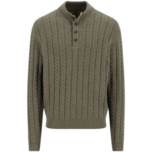 Fynch-Hatton - Gebreide Pullover - Heren - Regular Fit - Ribboorden - Opstaande Kraag