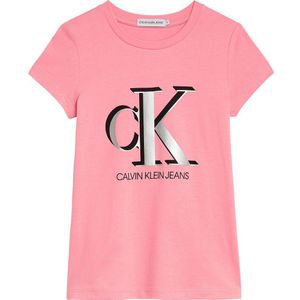 Calvin Klein Underwear Contrast Monogram Slim Short Sleeve T-shirt Roze 10 Years Meisje