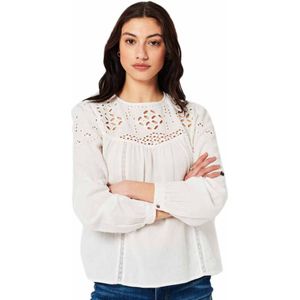Superdry Vintage Cutwork Long Sleeve Shirt Wit 2XS Vrouw