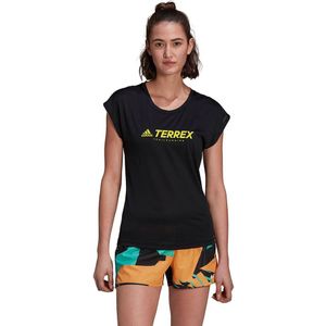 Adidas Terrex Primeblue Trial Functional Logo Short Sleeve T-shirt Zwart S Vrouw