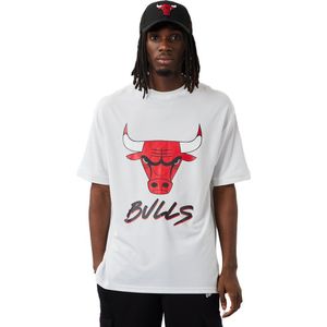 New Era Chicago Bulls Nba Script Mesh Short Sleeve T-shirt Wit M Man
