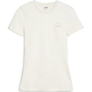 Puma Select Classics Ribbed Slim Fit Short Sleeve T-shirt Wit M Vrouw