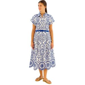 Salsa Jeans - Jurk - Wit - Overhemdjurk - Blauw Bloemenpatroon - Katoen