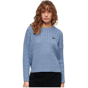 Superdry Vintage Dropped Shoulder Cable Sweater Blauw XL Vrouw