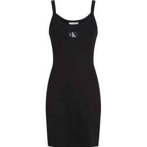 Calvin Klein Jeans Label Rib Sleeveless Short Dress Zwart XS Vrouw